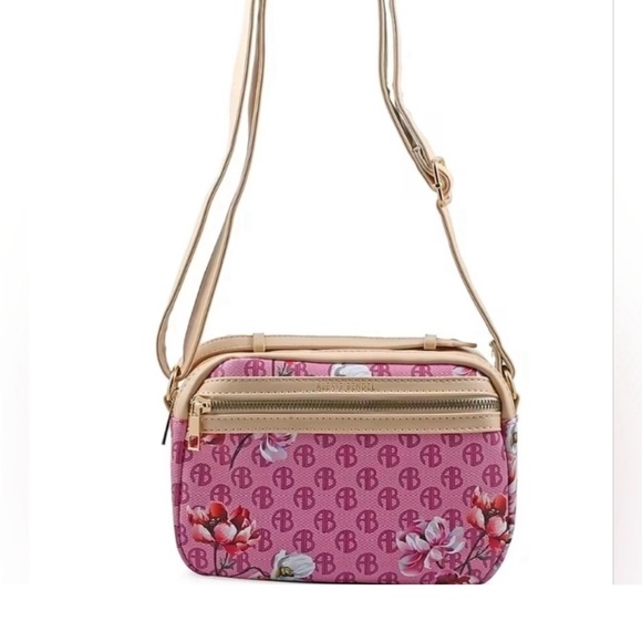 Alexis Bendel Floral Crossbody Bag in Monogrammed Pattern Pink. NWT - Picture 2 of 9